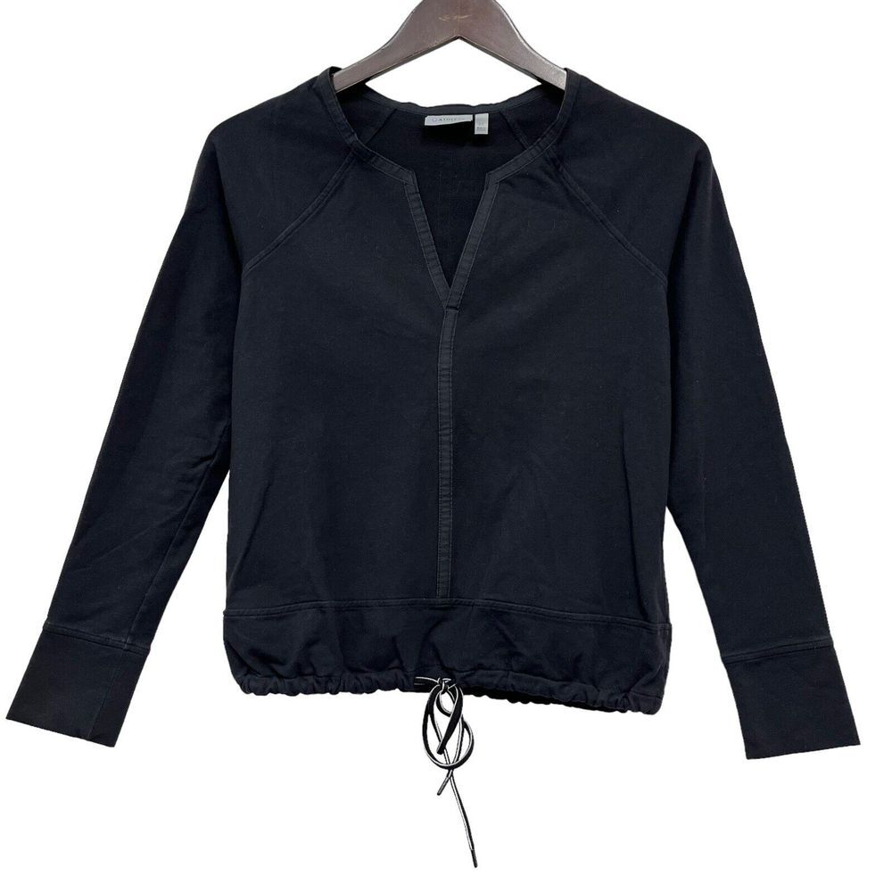 Athleta Women's Sentry Yoga Tie Sweatshirt Top L/S Black Nylon/Cotton/Spandex XS